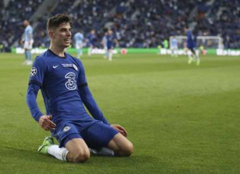 Kai Havertz's celebrates after scoring 